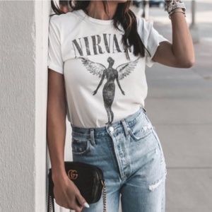 Nirvana White Free People Tee